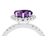 White gold Heart Cut Halo Diamond Pave Band with Prong Setting_4
