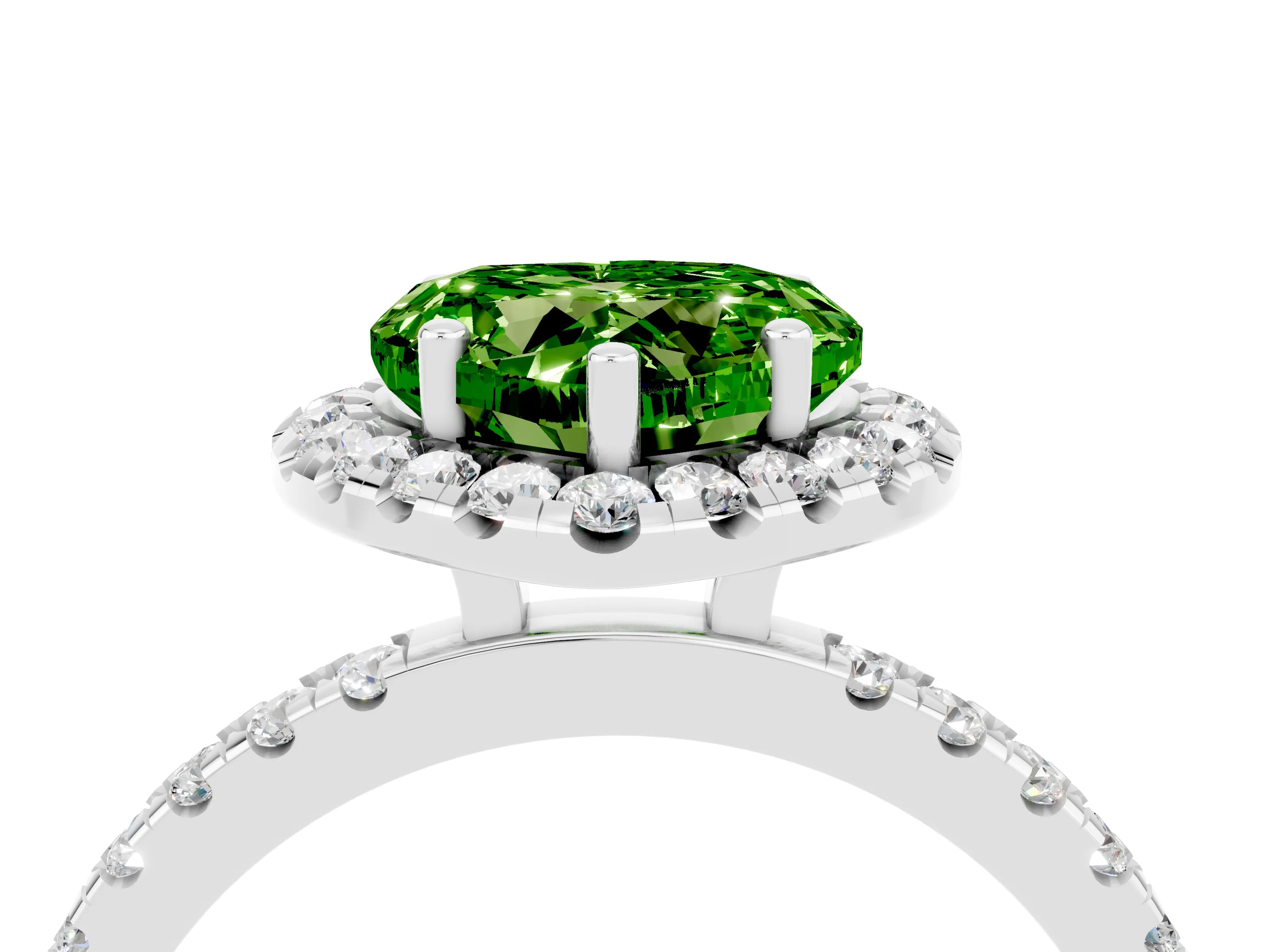 White gold Heart Cut Halo Diamond Pave Band with Prong Setting_4