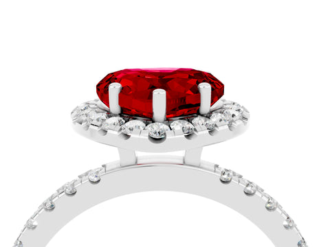 White gold Heart Cut Halo Diamond Pave Band with Prong Setting_4