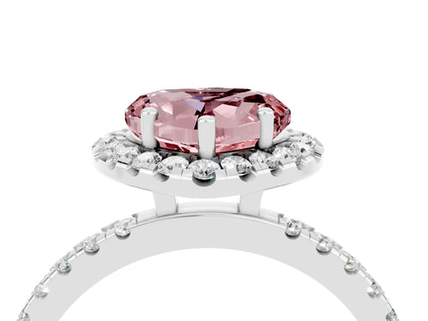 White gold Heart Cut Halo Diamond Pave Band with Prong Setting_4