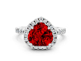 White gold Heart Cut Halo Diamond Pave Band with Prong Setting