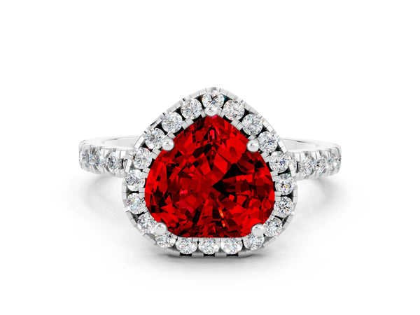 White gold Heart Cut Halo Diamond Pave Band with Prong Setting