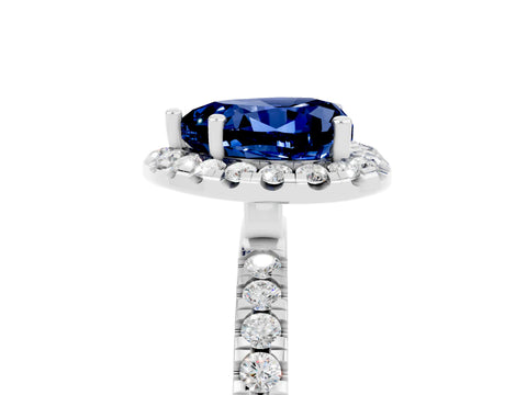 White gold Heart Cut Halo Diamond Pave Band with Prong Setting_5