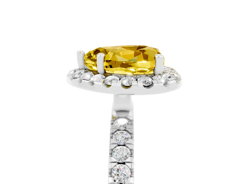 White gold Heart Cut Halo Diamond Pave Band with Prong Setting_5