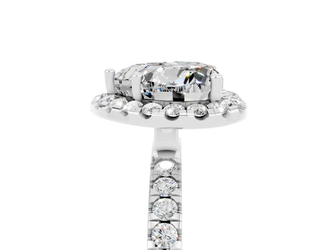 White gold Heart Cut Halo Diamond Pave Band with Prong Setting_5