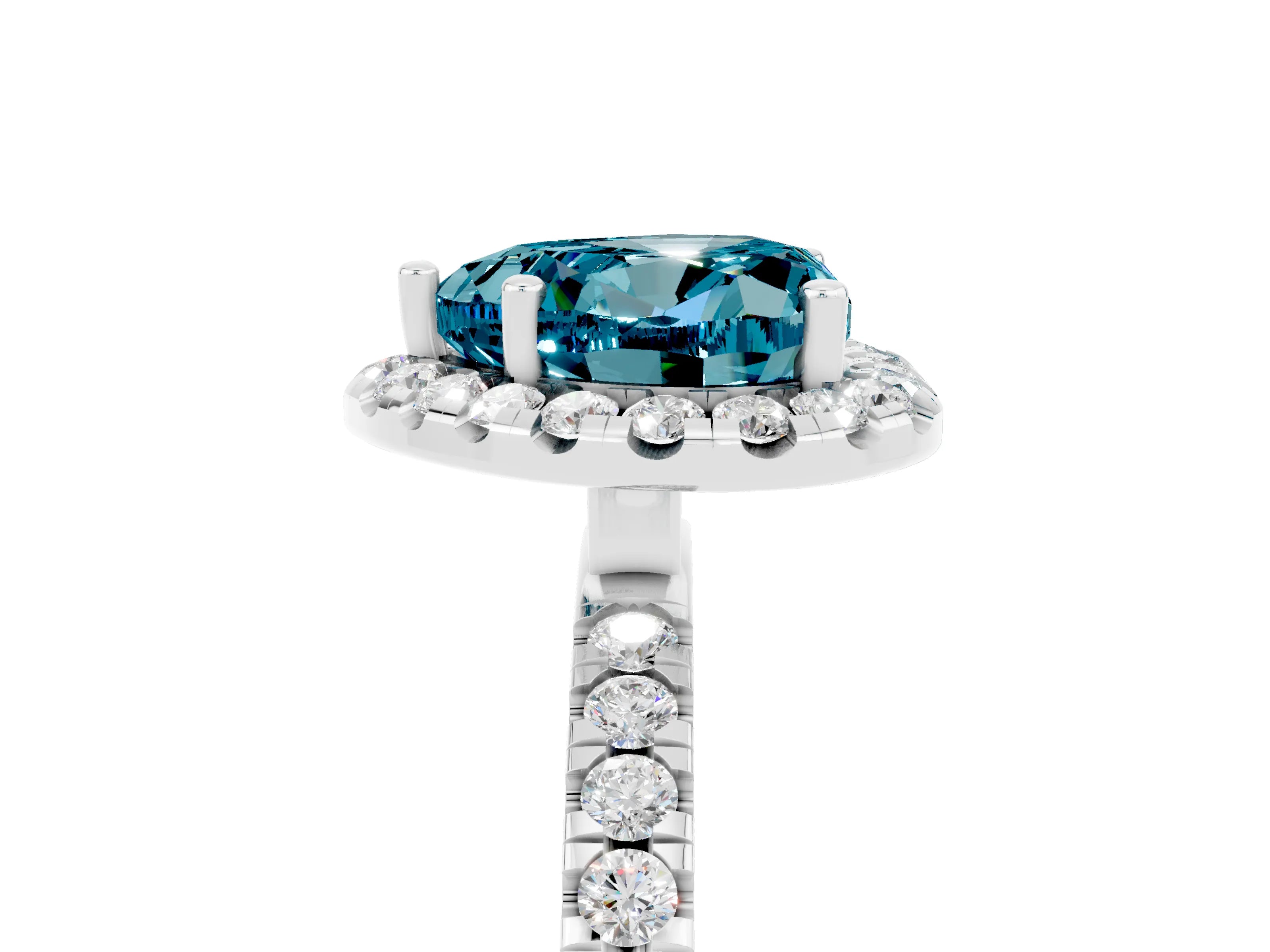 White gold Heart Cut Halo Diamond Pave Band with Prong Setting_5