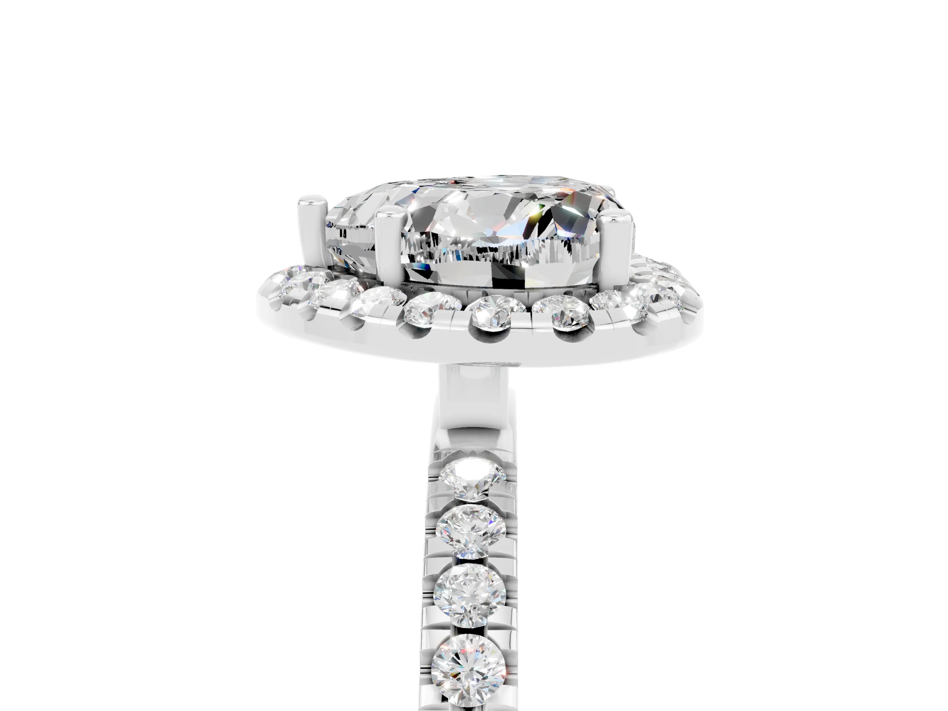 White gold Heart Cut Halo Diamond Pave Band with Prong Setting_5