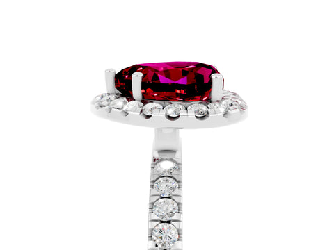 White gold Heart Cut Halo Diamond Pave Band with Prong Setting_5