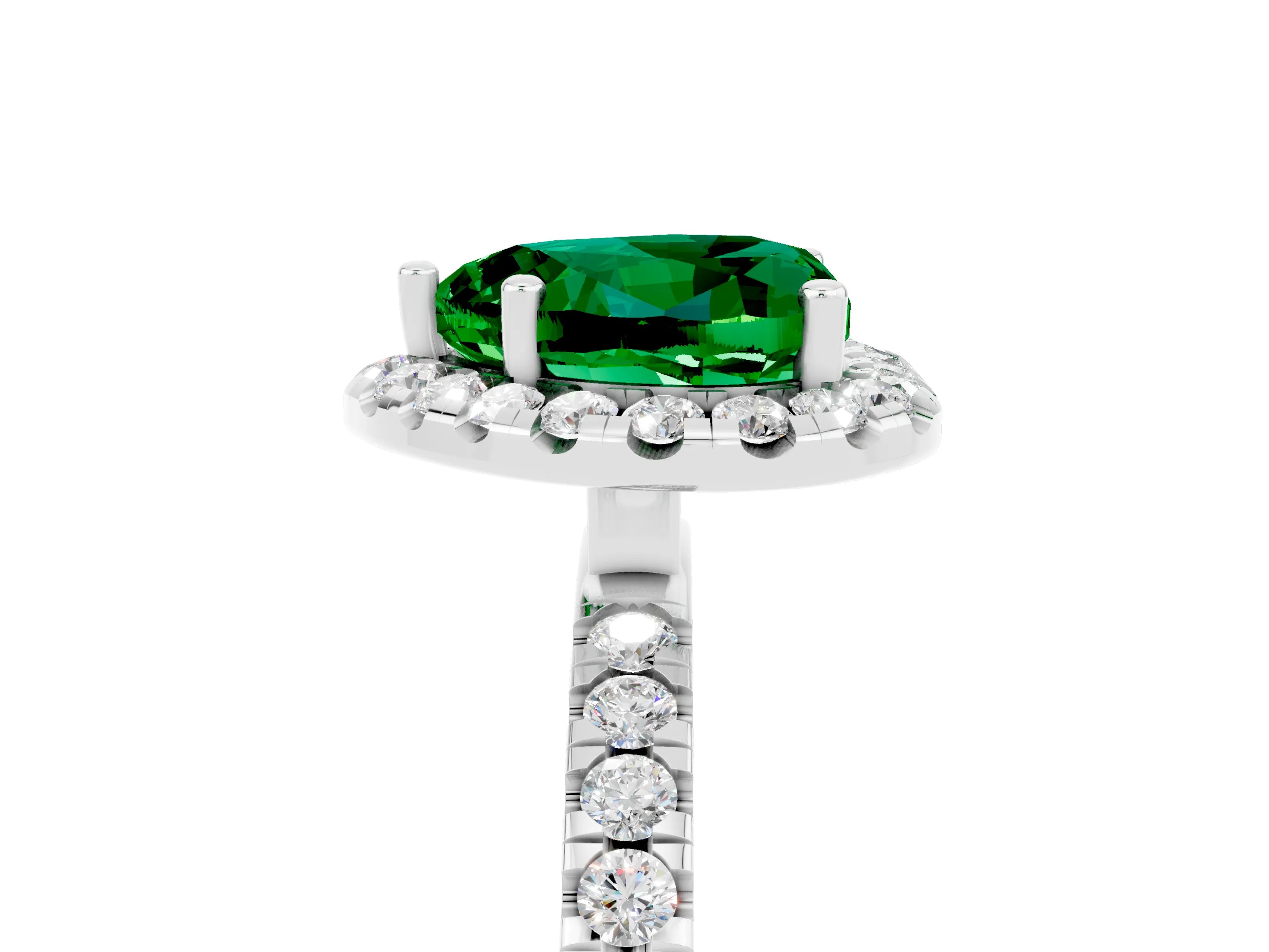 White gold Heart Cut Halo Diamond Pave Band with Prong Setting_5