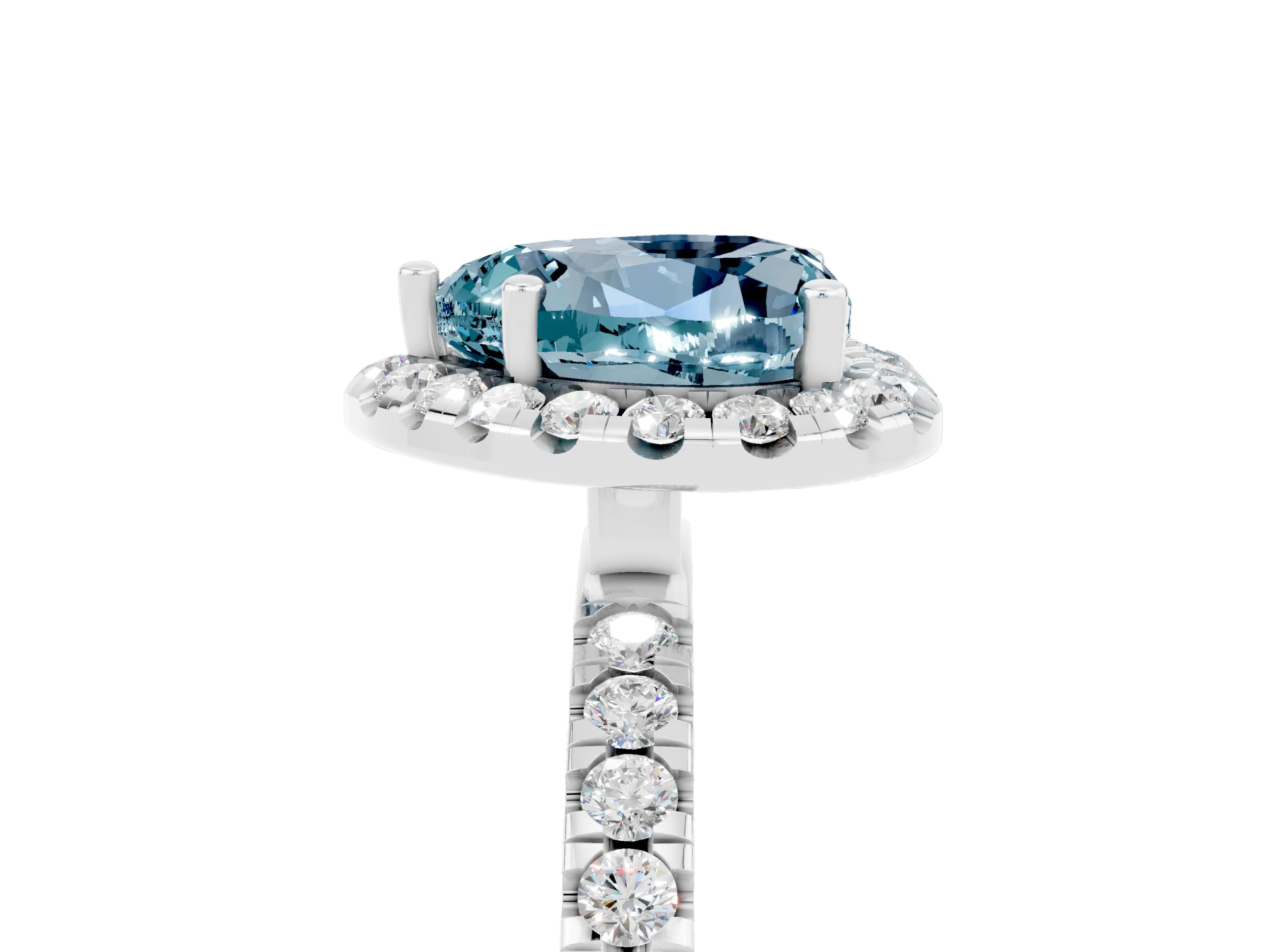 White gold Heart Cut Halo Diamond Pave Band with Prong Setting_5