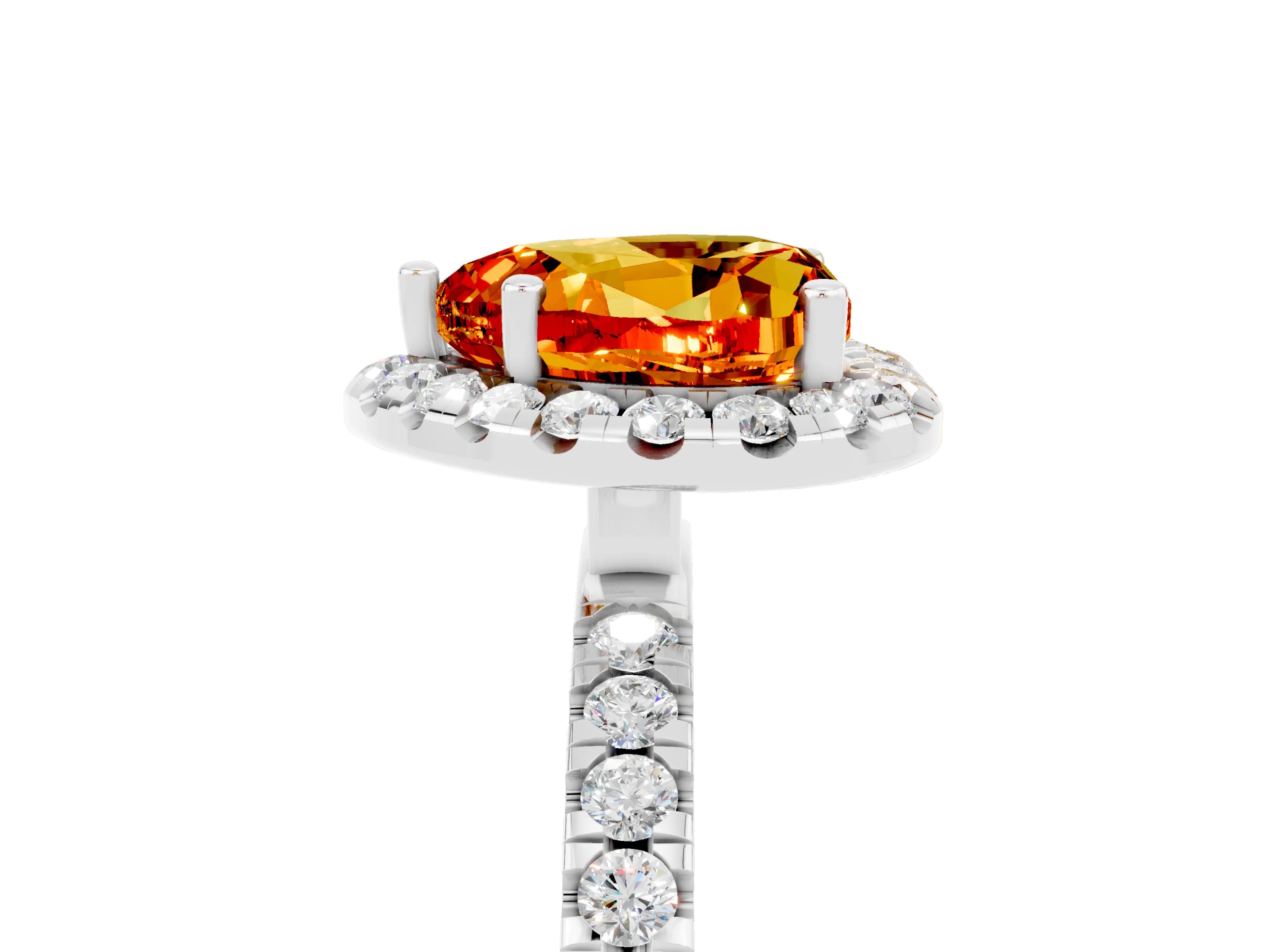 White gold Heart Cut Halo Diamond Pave Band with Prong Setting_5