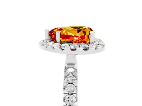 White gold Heart Cut Halo Diamond Pave Band with Prong Setting_5