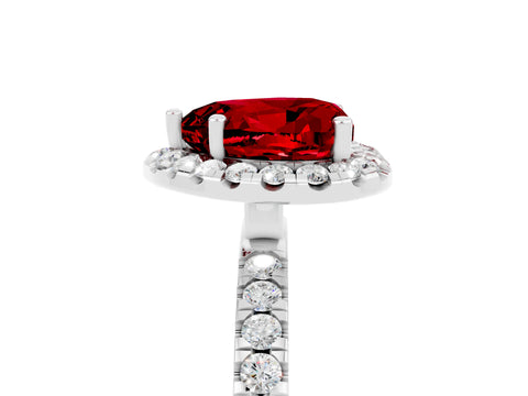 White gold Heart Cut Halo Diamond Pave Band with Prong Setting_5