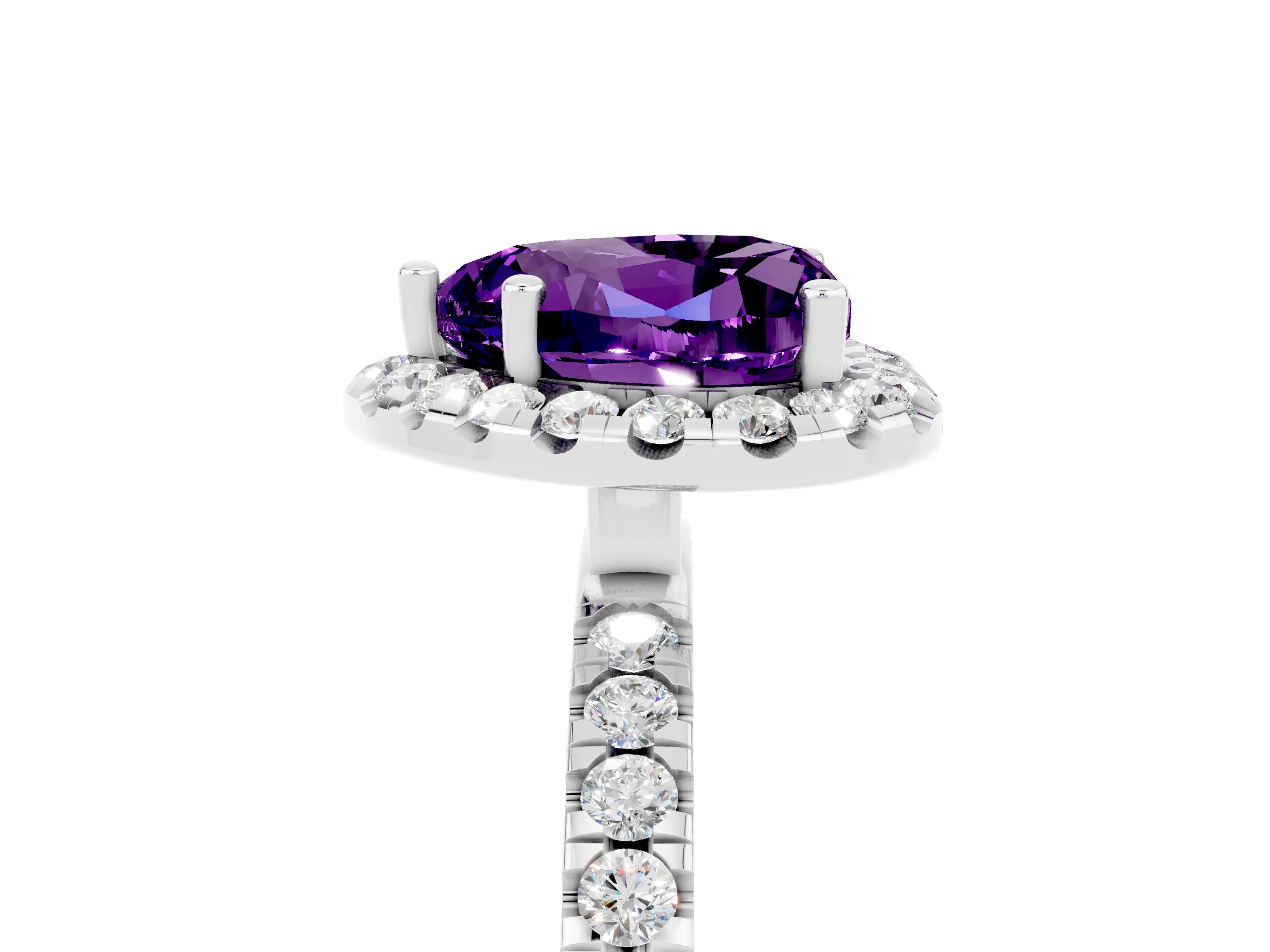 White gold Heart Cut Halo Diamond Pave Band with Prong Setting_5