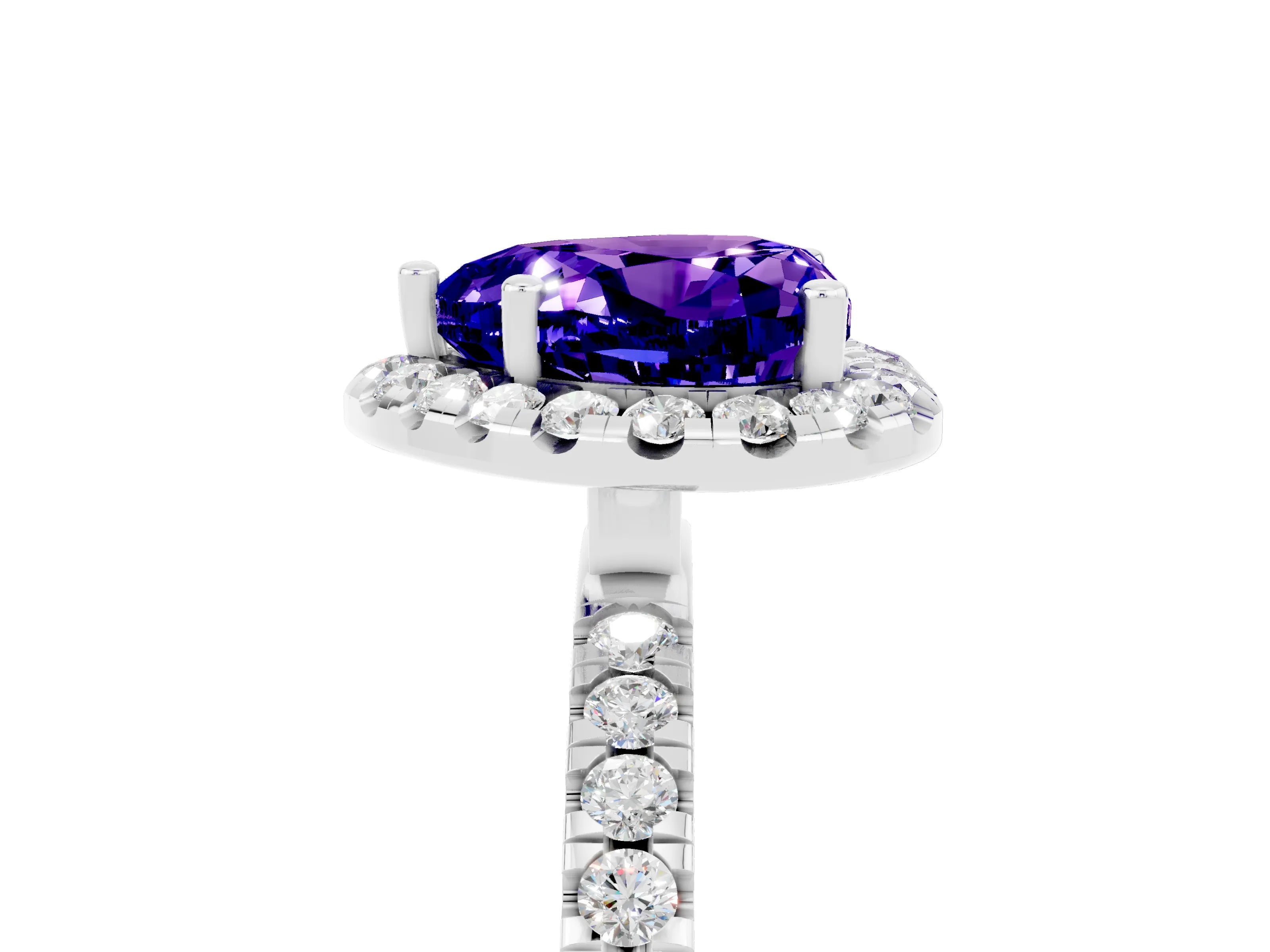 White gold Heart Cut Halo Diamond Pave Band with Prong Setting_5