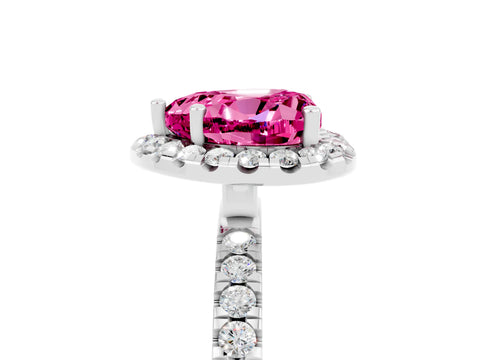 White gold Heart Cut Halo Diamond Pave Band with Prong Setting_5