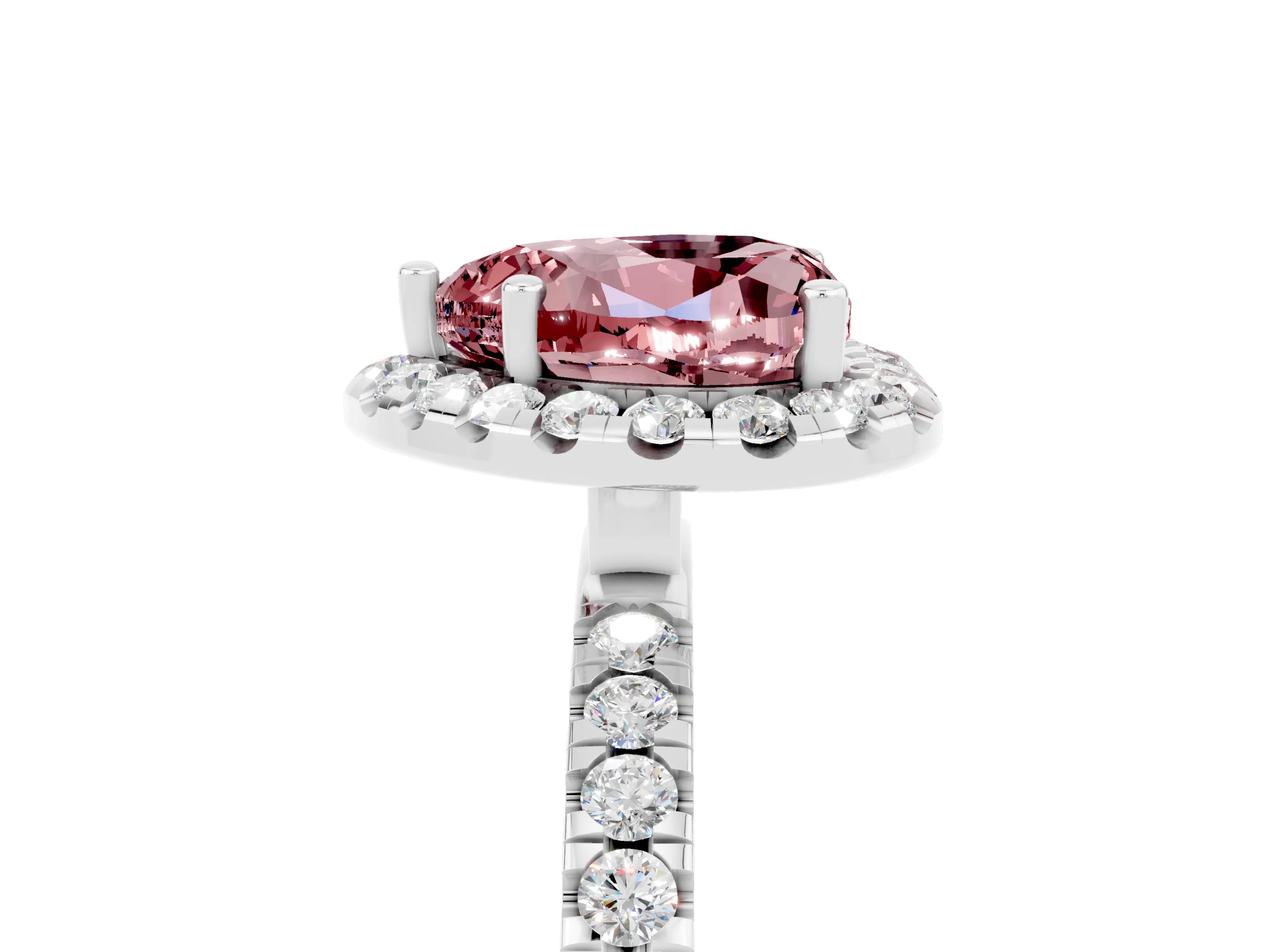 White gold Heart Cut Halo Diamond Pave Band with Prong Setting_5