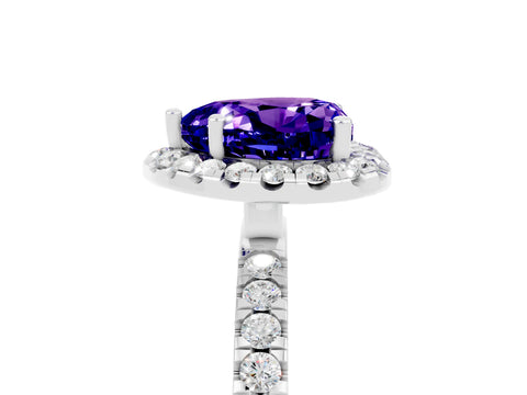 White gold Heart Cut Halo Diamond Pave Band with Prong Setting_5