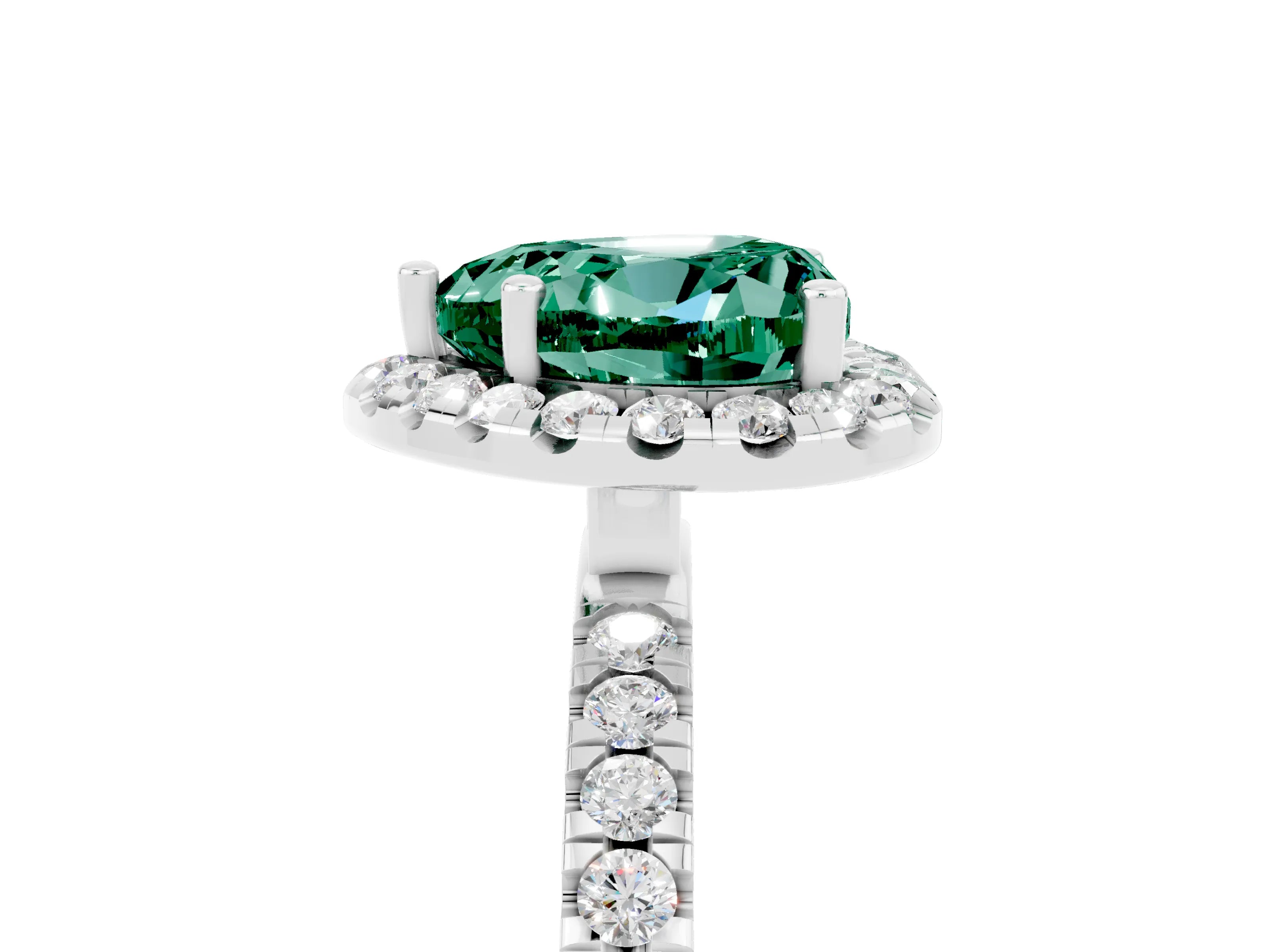 White gold Heart Cut Halo Diamond Pave Band with Prong Setting_5