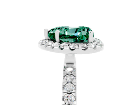White gold Heart Cut Halo Diamond Pave Band with Prong Setting_5