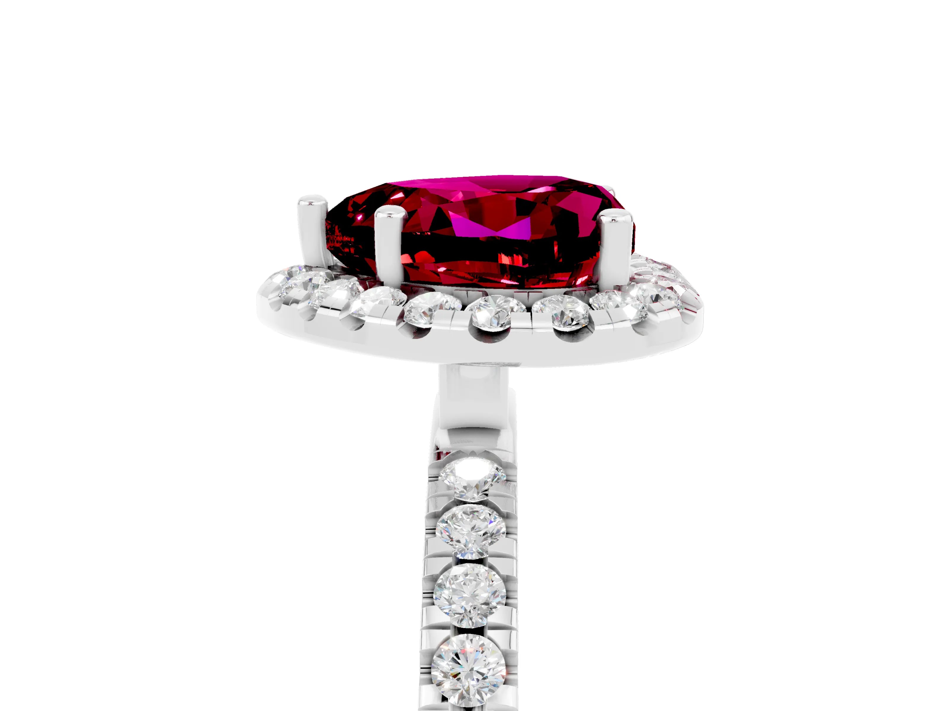 White gold Heart Cut Halo Diamond Pave Band with Prong Setting_5