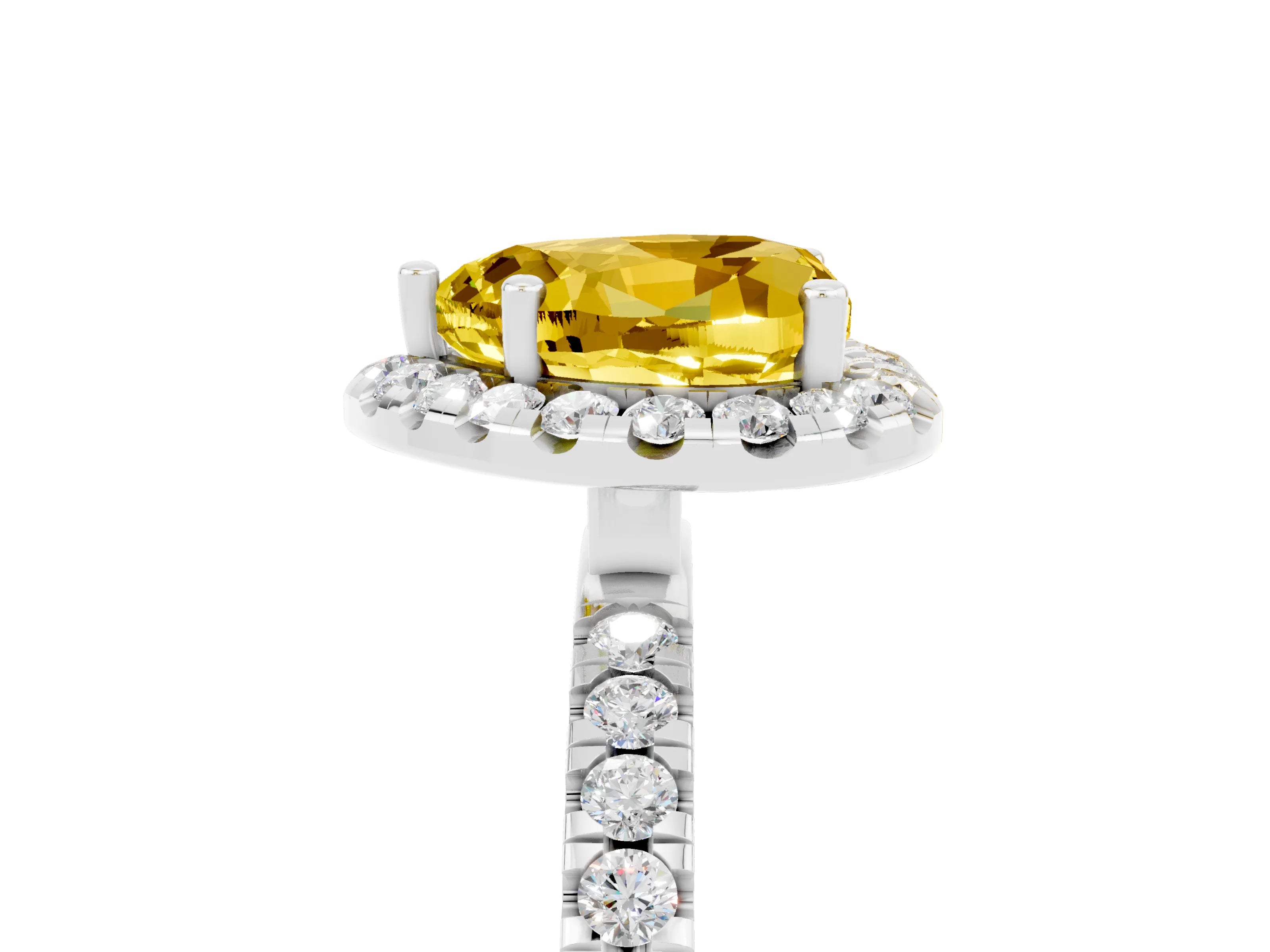 White gold Heart Cut Halo Diamond Pave Band with Prong Setting_5