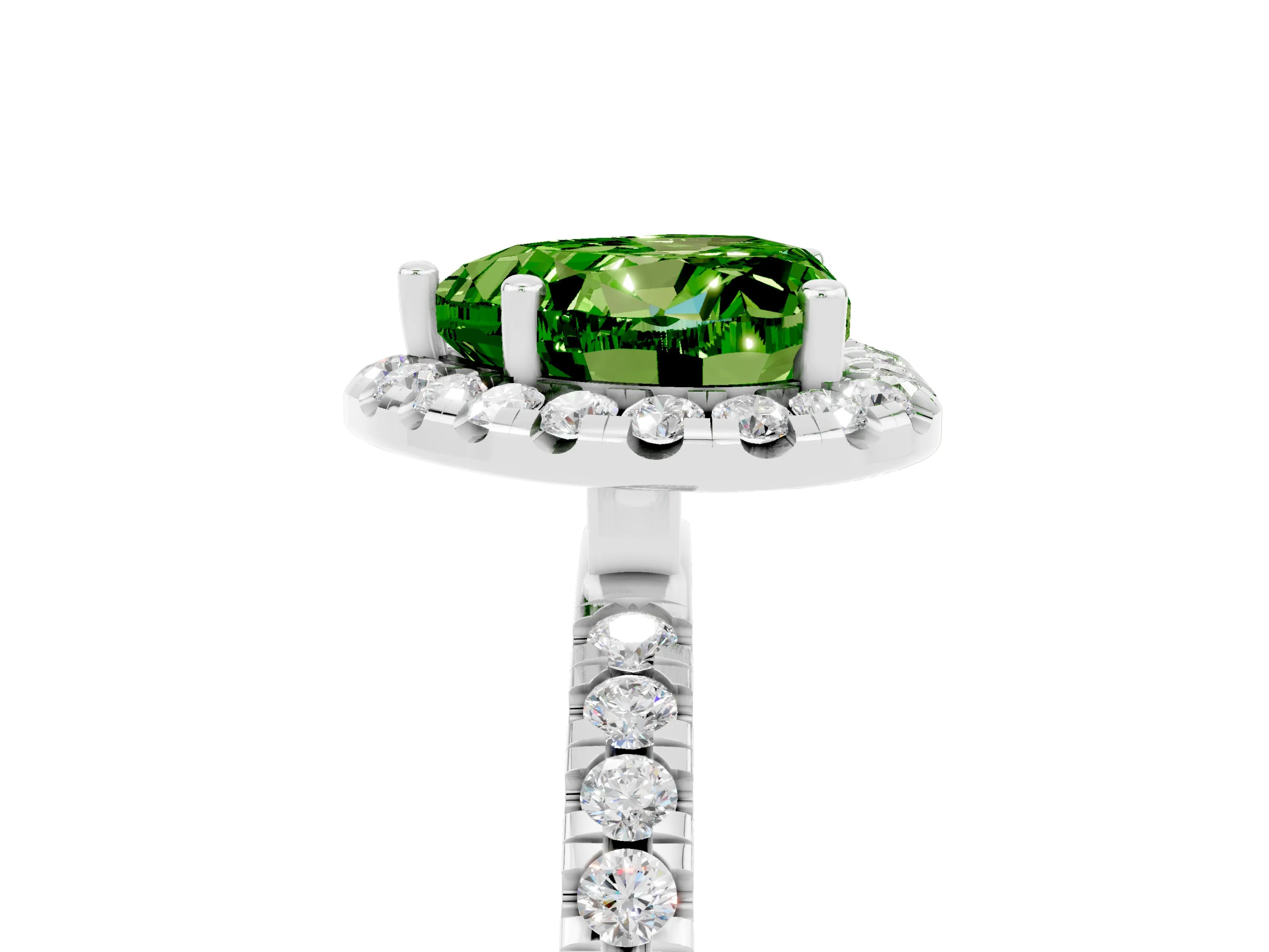 White gold Heart Cut Halo Diamond Pave Band with Prong Setting_5