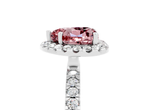 White gold Heart Cut Halo Diamond Pave Band with Prong Setting_5