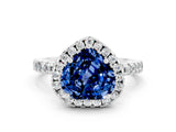 White gold Heart Cut Halo Diamond Pave Band with Prong Setting