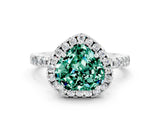 White gold Heart Cut Halo Diamond Pave Band with Prong Setting