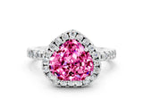 White gold Heart Cut Halo Diamond Pave Band with Prong Setting