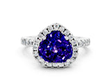 White gold Heart Cut Halo Diamond Pave Band with Prong Setting