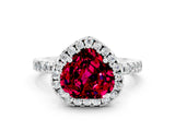 White gold Heart Cut Halo Diamond Pave Band with Prong Setting