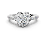 White gold Heart Cut Halo Diamond Ring with Channel Set Band and Four-Prong Setting_32