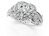 White gold Heart Cut Halo Diamond Ring with Milgrain and Bezel Accents on a Split Shank Band_16