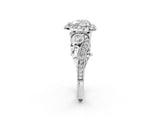 White gold Heart Cut Halo Diamond Ring with Milgrain and Bezel Accents on a Split Shank Band_17