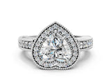 White gold Heart Cut Halo Diamond Ring with Pavé Band and Four-Prong Setting_74