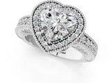 White gold Heart Cut Halo Diamond Ring with Pavé Band and Four-Prong Setting_75