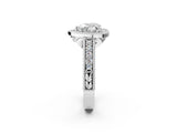 White gold Heart Cut Halo Diamond Ring with Pavé Band and Four-Prong Setting_76