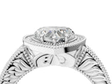 White gold Heart Cut Halo Diamond Ring with Pavé Band and Four-Prong Setting_78