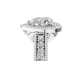 White gold Heart Cut Halo Diamond Ring with Pavé Band and Four-Prong Setting_79