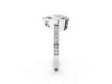 White gold Heart Cut Halo Diamond Ring with Pavé Band and Milgrain Prong Setting_34