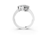 White gold Heart Cut Halo Diamond Ring with Pavé Band and Milgrain Prong Setting_35
