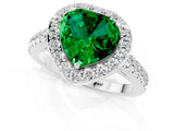 White gold Heart Cut Halo Diamond Ring with Pavé Band and Three-Prong Setting_1