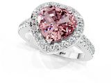 White gold Heart Cut Halo Diamond Ring with Pavé Band and Three-Prong Setting_1