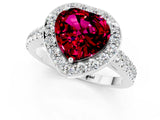 White gold Heart Cut Halo Diamond Ring with Pavé Band and Three-Prong Setting_1