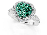 White gold Heart Cut Halo Diamond Ring with Pavé Band and Three-Prong Setting_1