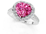 White gold Heart Cut Halo Diamond Ring with Pavé Band and Three-Prong Setting_1