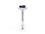 White gold Heart Cut Halo Diamond Ring with Pavé Band and Three-Prong Setting_2