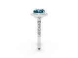 White gold Heart Cut Halo Diamond Ring with Pavé Band and Three-Prong Setting_2